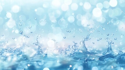 Abstract summer banner featuring a textured surface of clear blue water with ripples and bubbles