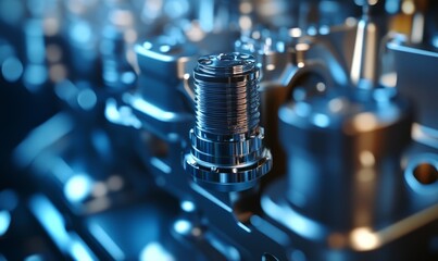 Close up shot of a conventional internal combustion engine crankcase with selective focus