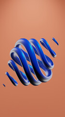 3D abstract background, dynamic moving geometry, 3D spiral, blue 3D circles, 