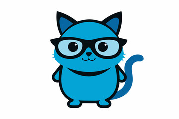 Cute cool cat wearing black glasses mascot cartoon vector illustration.on white