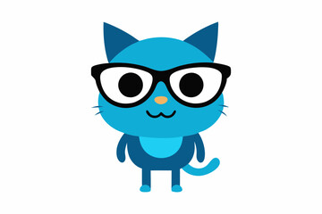 Cute cool cat wearing black glasses mascot cartoon vector illustration.on white