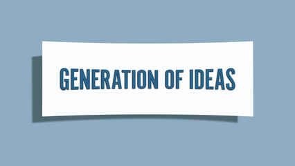 Generation of Ideas. A card isolated on blue background.