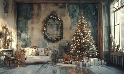 Obraz premium Beautiful christmas room with copy space