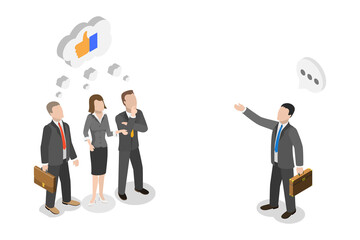 3D Isometric Flat  Illustration of Believe In Idea, Persuading People, Influence and Leadership