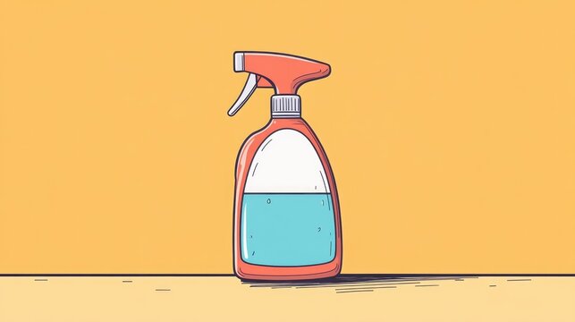 Line art illustration of a cartoon style bleach cleaner