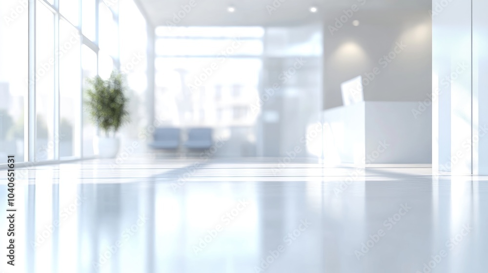 Aufkleber 3d rendering of an abstract blurred modern workspace background featuring a white indoor office or h