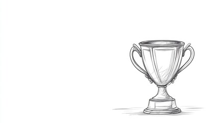 Line art illustration of a continuous drawing of a trophy cup symbolizing champions award sporting success and celebration of first place set against a white background