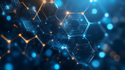 Obraz premium Abstract technology background featuring hexagons for medical presentations -