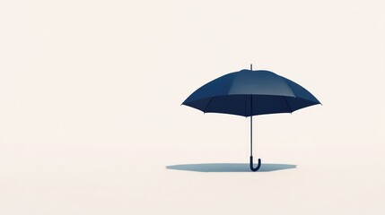 Obraz premium Navy blue umbrella open against a white backdrop