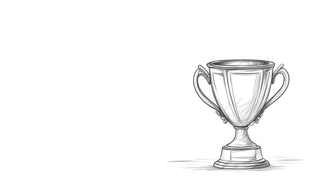 Line art illustration of a continuous drawing of a trophy cup symbolizing champions award sporting success and celebration of first place set against a white background