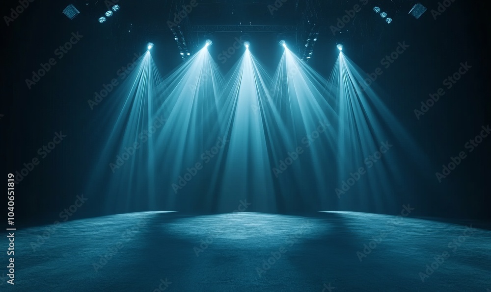 Poster dark abstract background. empty neon stage with rays