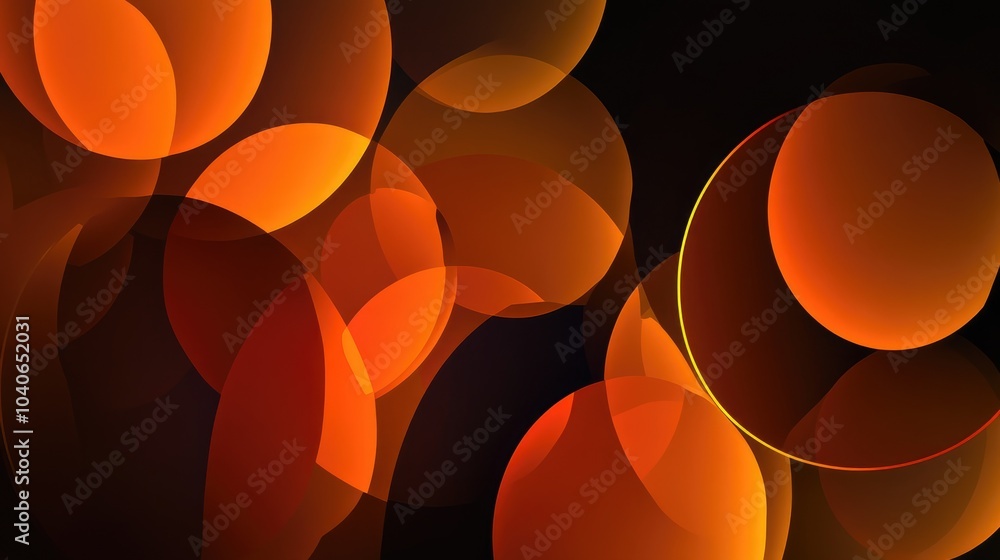 Poster abstract background featuring a collection of large orange circles set against a black backdrop