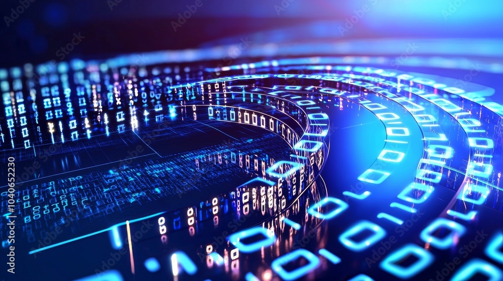 Poster data mining and big data technology illustration. querying, analyzing, and visualizing complex data.
