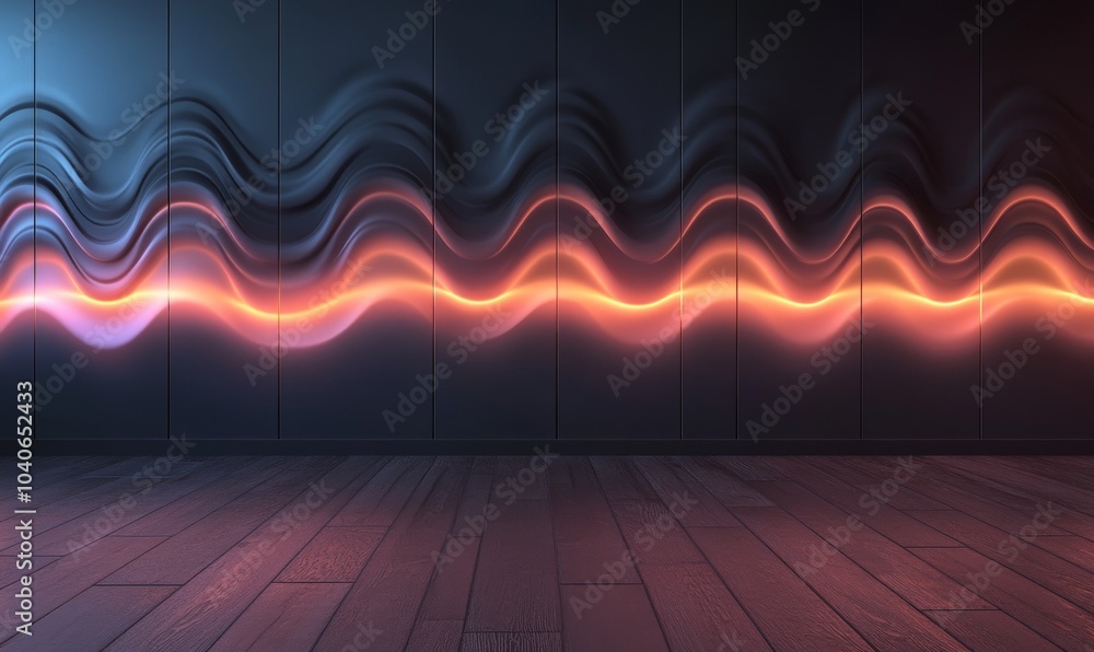 Poster smooth wall with a gradient representing sound waves, ideal for music or audio-related content