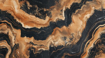 Obraz premium Liquid marble in shades of brown and black featuring an elegant wallpaper design