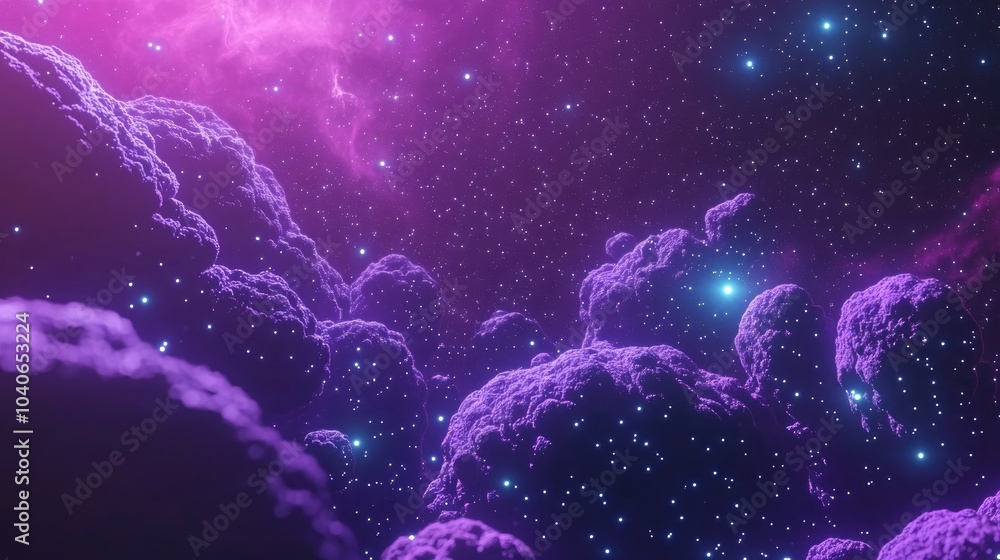 Aufkleber abstract background of outer space featuring stars dust and the milky way in 3d cartoon rendering
