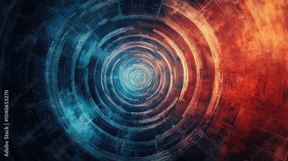Poster concentric radial design featuring an abstract geometric pattern