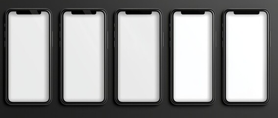 Mobile phone mockup collection. 3D mobile phone with shadow. Modern illustration of a realistic mobile phone with transparent screens.