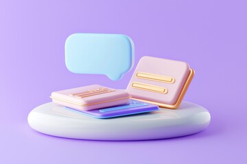3D business finance modern icon render illustrator for online shopping. 3D credit card money financial security for online shopping, online payment credit card with payment protection concept. 3D