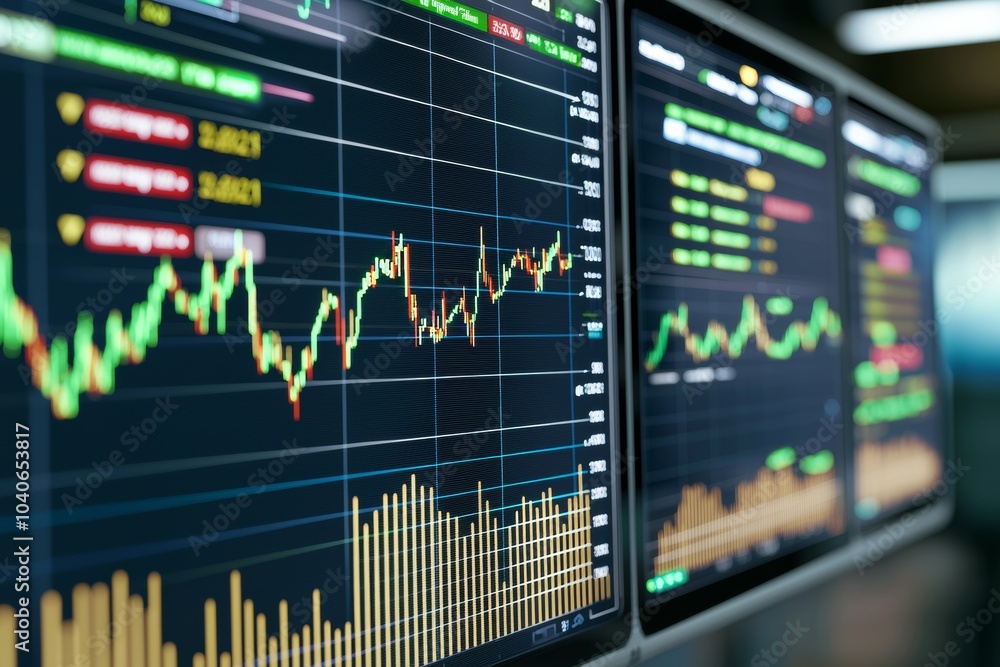 Poster visualization of financial data and analysis of business graphs for report and presentation. stock m