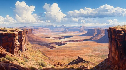 Fototapeta premium Oil painting depicting a stunning panoramic view of a natural wonder in a desert landscape