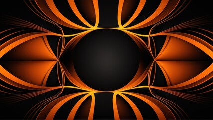 Dynamic 3D background with a striking orange and black symmetrical layout, great for adding depth and contrast to digital presentations, graphics, or product displays.