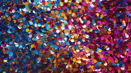 Naklejka premium Colorful Glitter Confetti Falling: Multicolored Sparkling Background for Celebration and Festive Moments