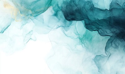 Fototapeta premium Abstract watercolor paint background by teal color blue and green with liquid fluid texture for background, banner