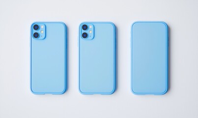 An attractive blue smartphone mockup with round edges displayed three times.