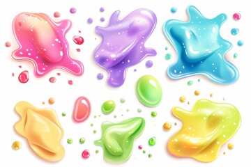 Slime toy icon, mucus symbol, color acrylic paint, cream splash, elastic goop, viscous elastic paste