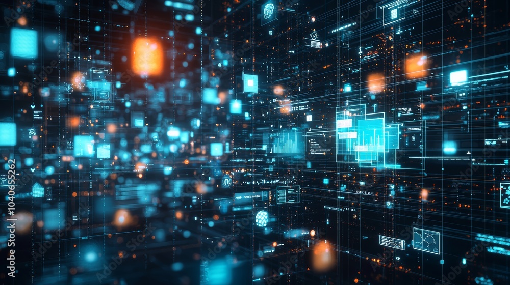 Aufkleber ai-driven data analytics. big data, business analytics, and stock automation. interactive touch scre