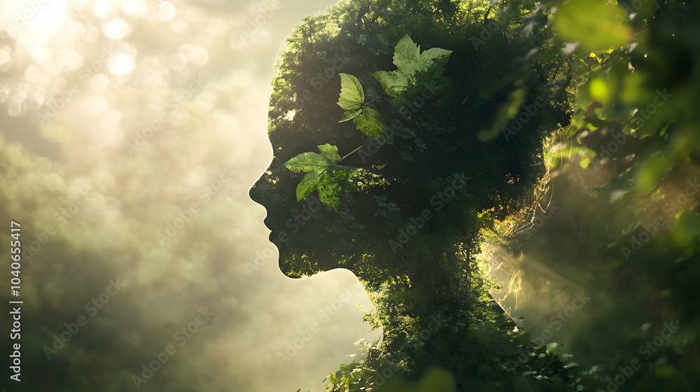 Poster conceptual image of a person in nature connecting with ancestors -