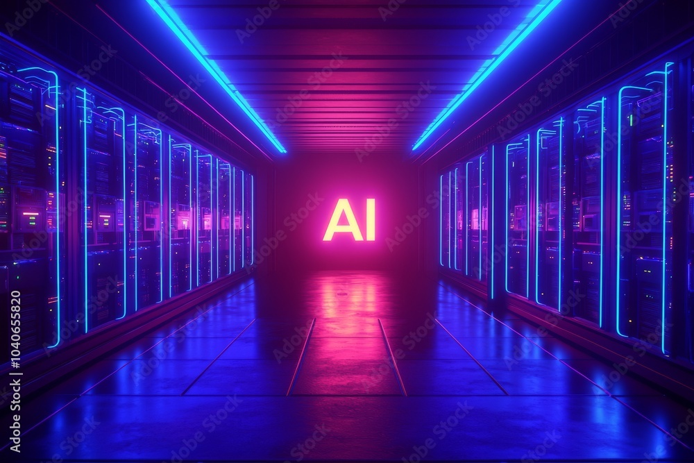 Poster an ai sign illustrating the crucial role stock plays in data processing and storage inside a dynamic