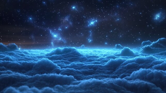 3D cartoon visualization of astrophotography featuring the Pleiades star cluster also known as The Seven Sisters in the Taurus constellation