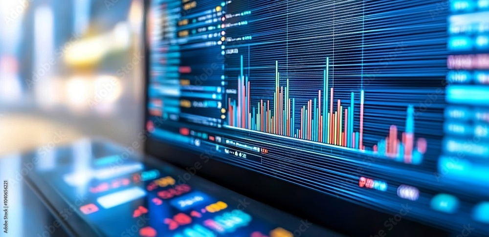 Poster graphs and charts with copy space on abstract background