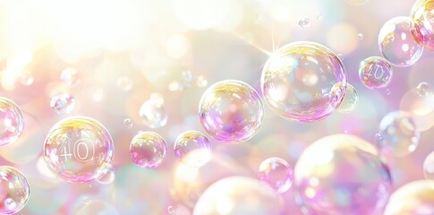 It features soft, translucent bubbles floating gently, creating a peaceful, ethereal atmosphere.