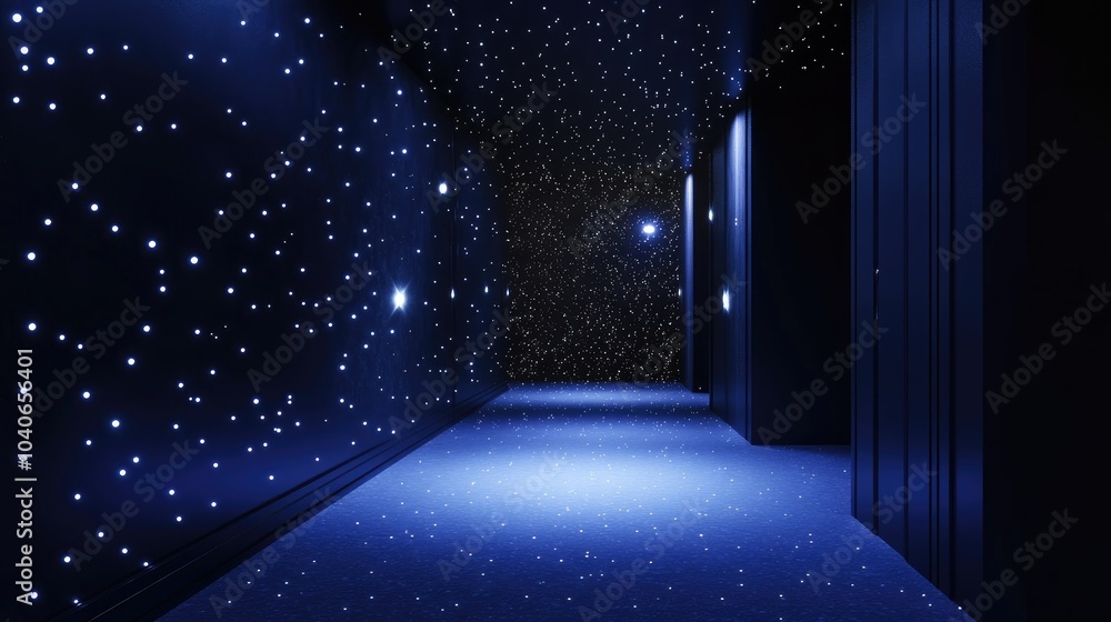 Wall mural cosmos space background with stars on the walls light projection in a 3d cartoon rendering