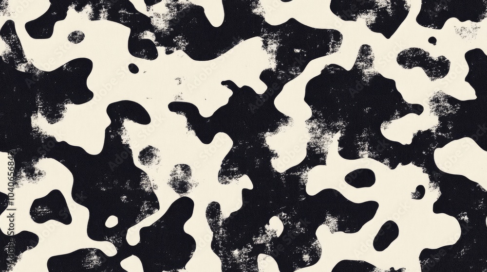 Poster seamless abstract animal print pattern featuring black and white camouflage design repeating spots a