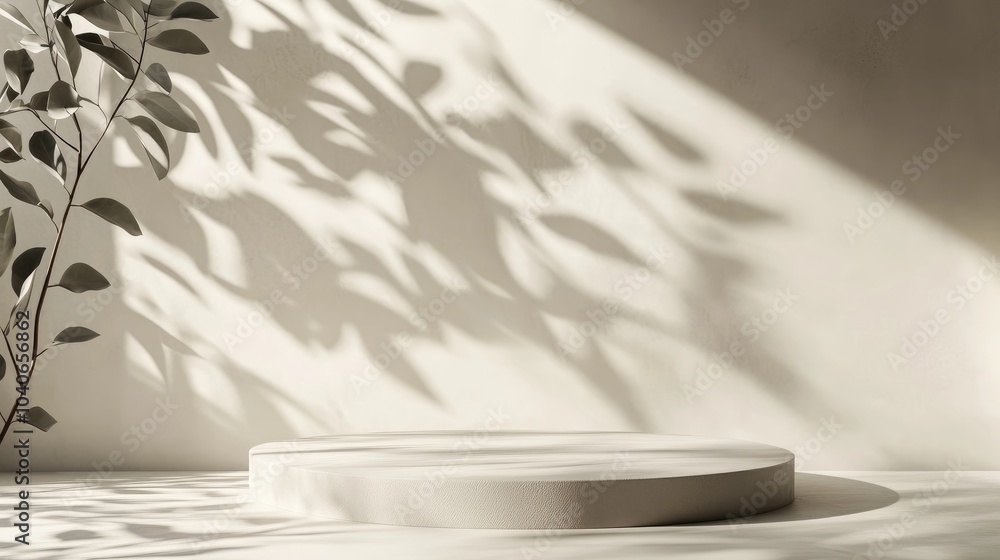 Poster 3d rendering of an abstract podium with a minimalist background featuring a countertop display and s
