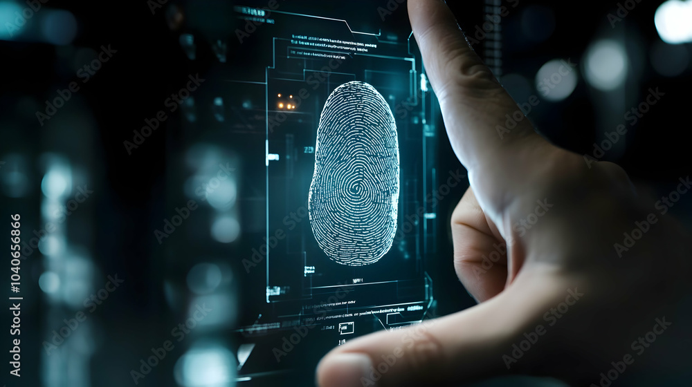 Leinwandbilder fingerprint scanning for biometric access to secure business data network -