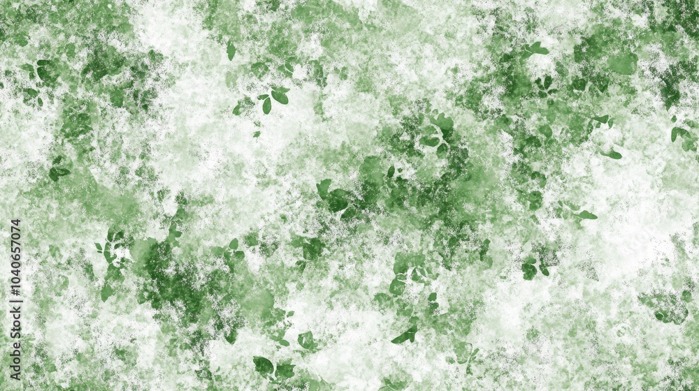 Aufkleber seamless abstract green grunge texture on white background featuring staggered small floral fractal 