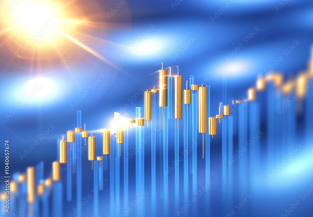 Poster a technical financial graph on an abstract background of technology