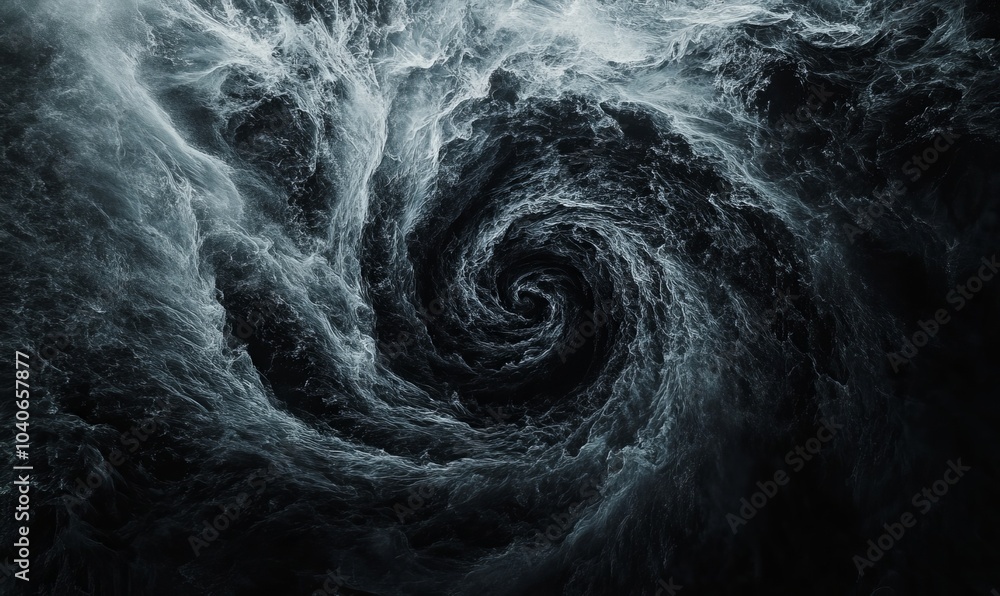 Aufkleber aerial view of a tornado vortex showcasing isolated black background with swirling winds and water p