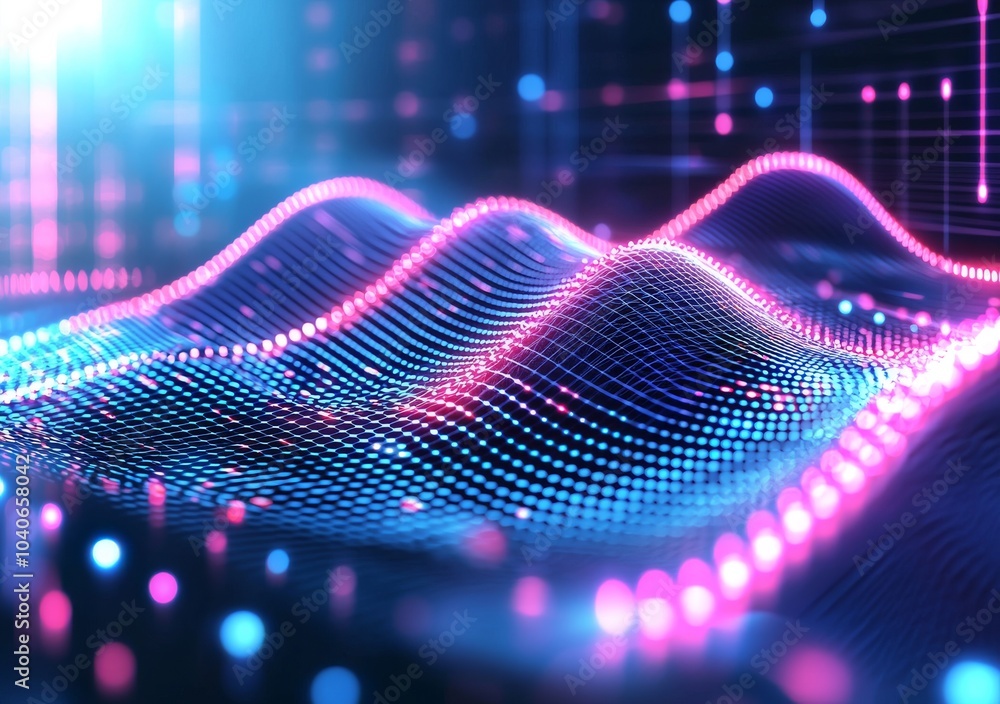 Poster 3d illustration of data and technology. abstract visualization of data and technology.
