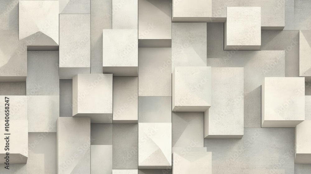 Poster geometric pattern featuring gray tones and three dimensional boxes