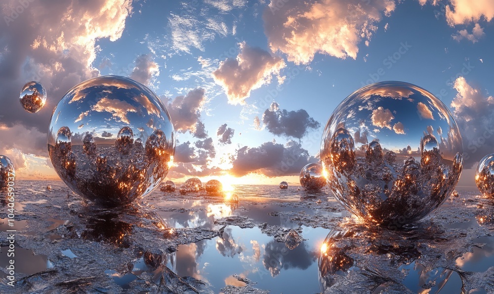 Poster abstract environment map, spherical panorama background, light source rendering with icosahedron obj