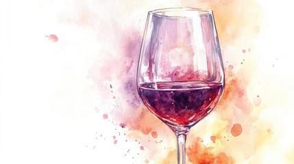 Cool watercolor illustration of a wine glass