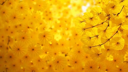 Vibrant yellow ginkgo leaves fill the frame creating a cheerful autumnal vibe