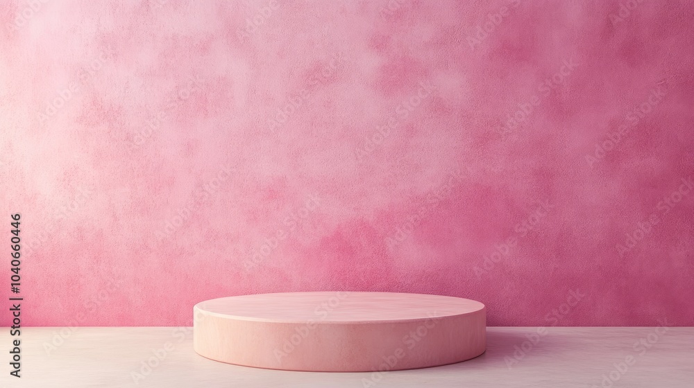 Poster pink product display pedestal on an empty backdrop with pastel tones 3d rendering