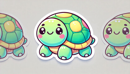 Fototapeta premium A happy smiling repeating turtle design background